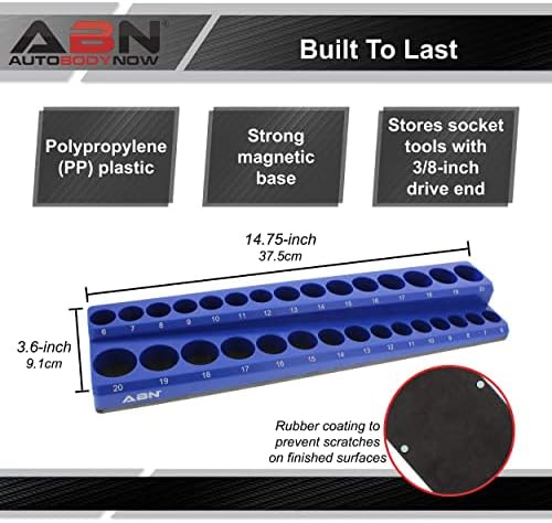 Az ABN Mágneses Csatlakozó Szervező - 3/8 Meghajtó Metrikus Aljzatok Meghatározott Tool Box Szervező - 30 Slot Kék Aljzat