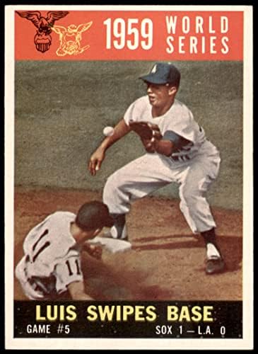 1960 Topps 389 1959-Es World Series - Játék 5 - Luis-Olvasás Bázis Luis Aparicio Los Angeles/Chicago Dodgers/White