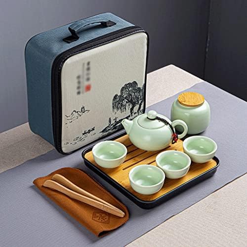 n/a Hordozható Kerámia cserép Utazási Kung Fu Tea-Fű Ingatlan Társ Ajándék Doboz Kínai Csésze Készlet Celadon Tálca