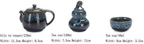NFGUY Hordozható Teás készlet tartalmaz 1 Teáskanna 4 Teáscsésze 1 teásdoboz teáskanna vízforraló,Kínai Utazási Kerámia