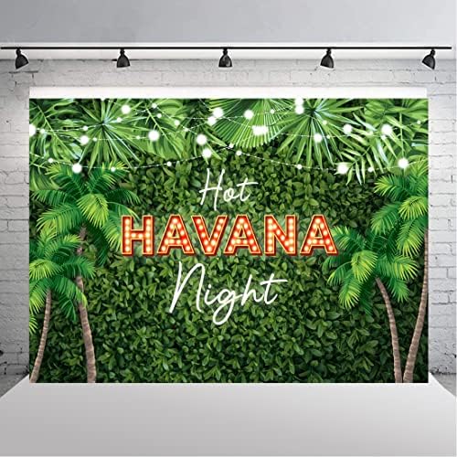 Lofaris Havana Nights Hátteret Baba Zuhany Szülinapi Nyári Pálmafa Levelei Zöld Fű Fal Fotózás Háttér Party Dekorációk,