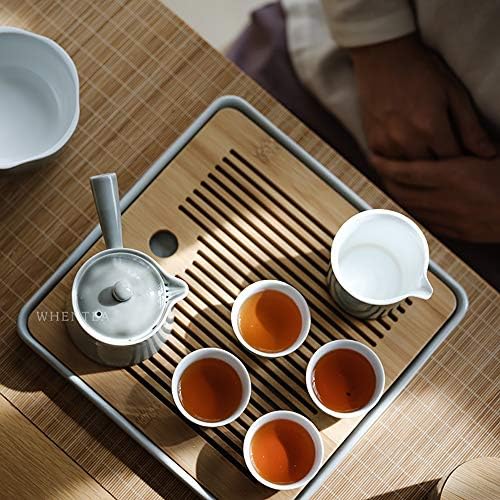 A kínai Kung-fu Tea Csésze Készlet, Sima Szürke Máz Kerámia, Tea Szertartás Meghatározott Ajándék (Szürke)