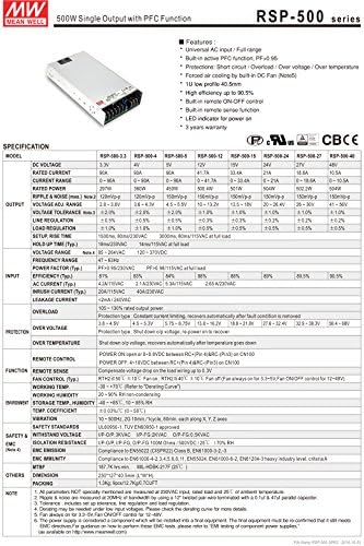 MW jót RSP-500-3.3 3.3 V 90A Alacsony Profil Váltás tápegységek