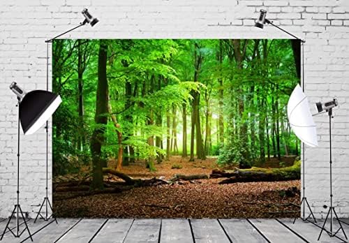 CORFOTO Szövet 9x6ft Természet, Erdő, Háttérben a Téma Fotózás Esőerdő Lombhullató Hatalmas Zöld Levelek Tavaszi nap