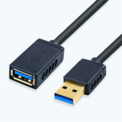 DTech Aranyozott USB 3.0 Hosszabbító Kábel 3 Méter Típusú Férfi-Nő Port Kábel (Fekete, 1-Es)