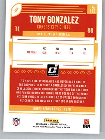 2018 Donruss Foci 112 Tony Gonzalez Kansas City Chiefs Hivatalos NFL Trading Card