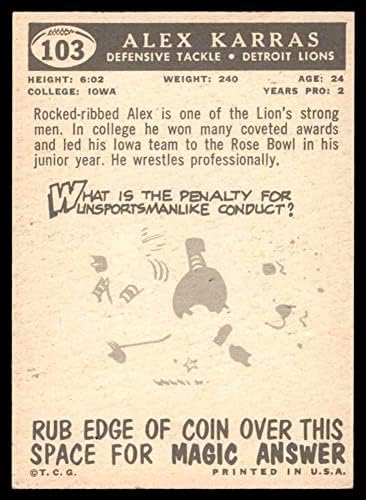 1959 Topps 103 Alex Karras Detroit Lions (Foci Kártya) EX Oroszlánok Iowa