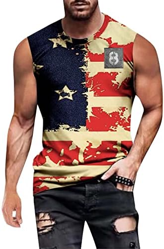 ZDDO Férfi Katona Tartály Tetejét Hazafias Amerikai Zászló Nyomtatás Ujjatlan T-shirt Utca Vintage Izom Athletic Gym