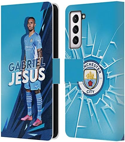 Fej Tervek hatósági Engedéllyel rendelkező Manchester City Man City FC Gabriel Jézus 2021/22 Első Csapat, bőrkötésű