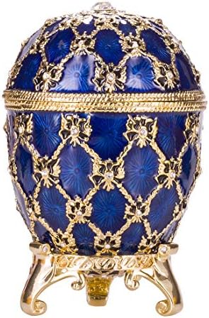 danila-ajándéktárgyak Fabergé-stílusban Császári Koronázás Tojás/Bizsu-Ékszer Doboz szállítás 4 (10 cm) kék