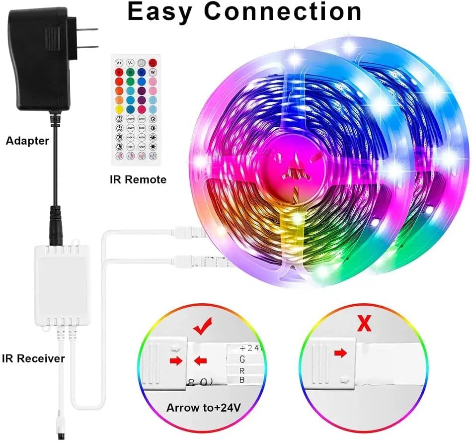 AlphaEnergy 65.6 ft RGB LED Szalag Világítás, színváltó LED Szalagok, Alkalmazás, Vezérlés Bluetooth Enhanced Music