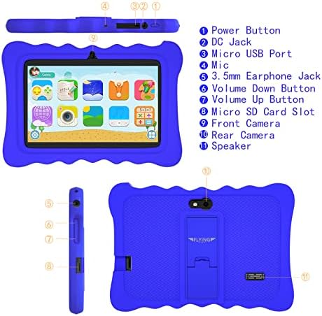 FLYINGTECH Gyerekek Tablet, 7 hüvelykes Android Tablet a Gyerekek WiFi Dual Kamera, Kisgyermek Tabletta, 2GB RAM + 32