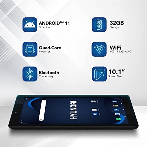 HYUNDAI Hytab Plusz Android Tablet 10 Hüvelykes Tablet, HD IPS Kijelző, 3 GB RAM, 32 gb-os Tároló, Android 11 MENNI