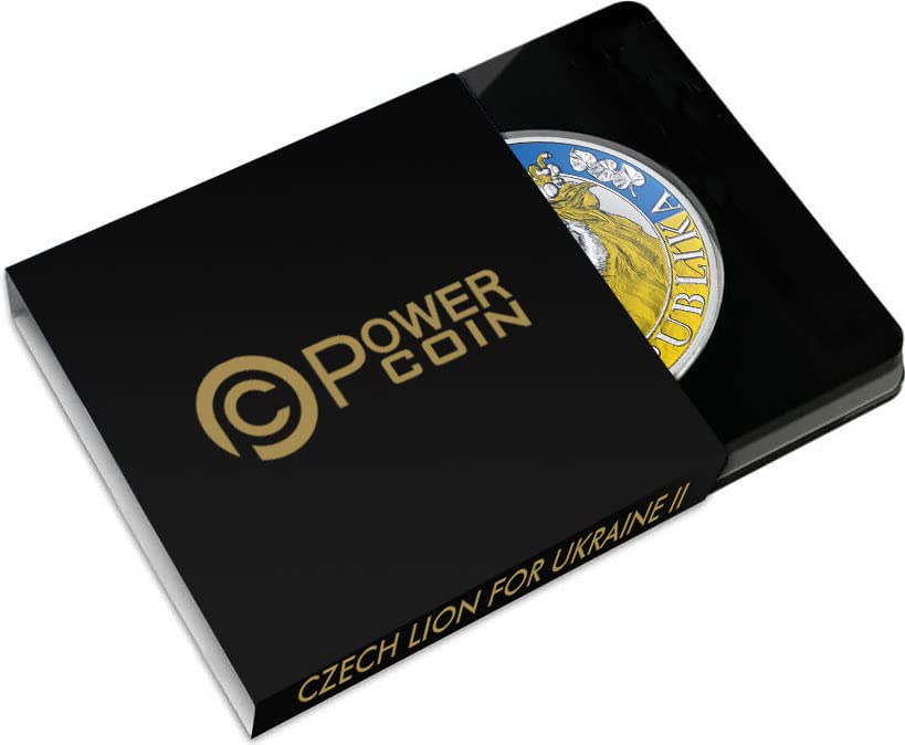 2022 DE cseh Oroszlán Ukrajna PowerCoin Powerchrome 1 Óz Ezüst Érme 2$ Niue 2022 BU Brilliant Uncirculated