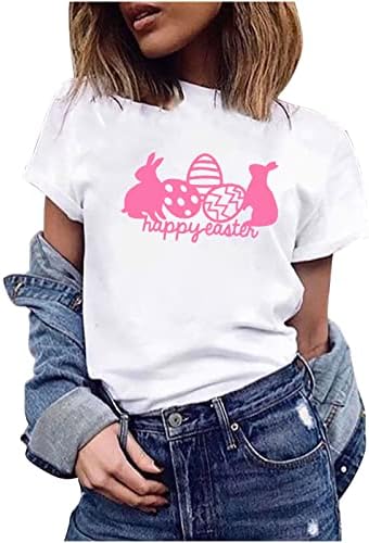 Női Nyári Póló Egyszerű, Boldog Húsvéti Nyomtatás Felső Rövid Ujjú Grafikus Póló Tini Lány Aranyos Alap Ing, Alkalmi