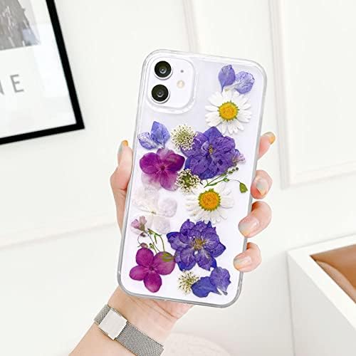 Abbery Tervezett iPhone 11 Préselt Virág Esetben, Aranyos Bling Csillogó Szikra, Tiszta Design Puha TPU Szilikon Gumi