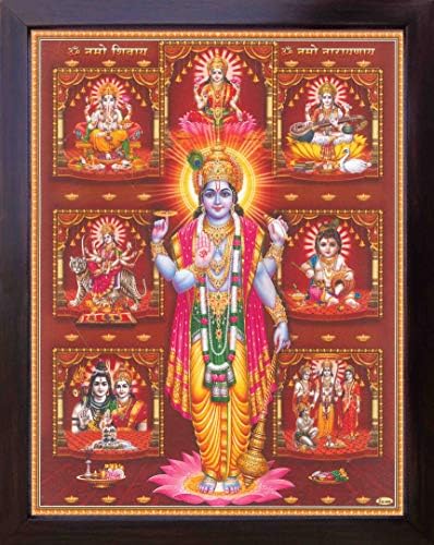 Hindu Legfelsőbb Úr Visnu Más Isten, Mint Krisna, Ganesha, Shva, Sarawati, Ram, valamint Maa Durga, Egy Posztert, Festményt