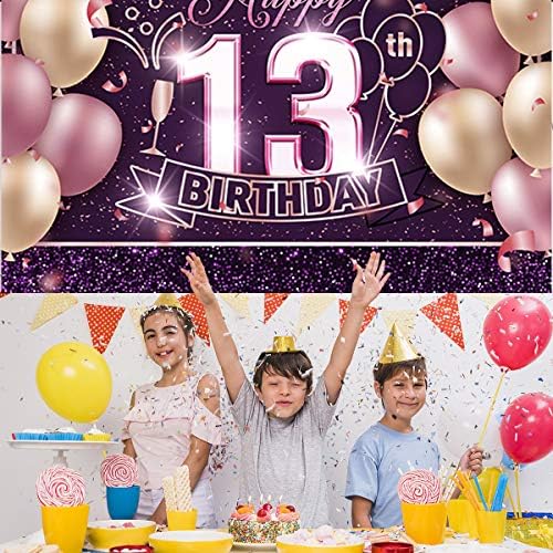 Lila Boldog 13-ik Születésnapja Hátteret Zászló Dekoráció, a Lányok, Tini,a 13-ik Születésnapja Bday Fél Hátteret Háttér