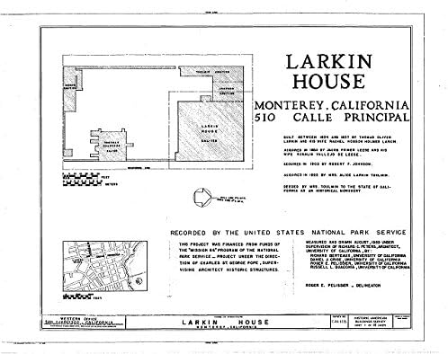 HistoricalFindings Fotó: Larkin Ház,464 Calle Igazgató,Monterey,Monterey County,California,CA,HABS,14
