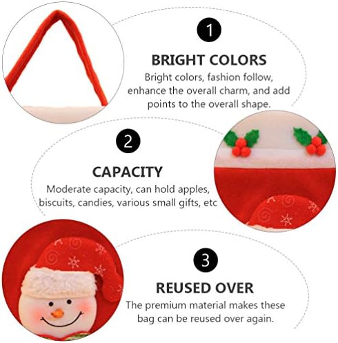 NUOBESTY 2db Karácsonyi Ruhával Ajándék Táskák Witn Plüss Télapó, Hóember Minta Candy Apple Fél Tote Bags (Fehér, Vörös)