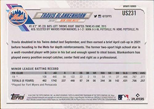 2021 Topps Frissítés US231 Travis Blankenhorn NM-MT RC Újonc New York Mets Baseball