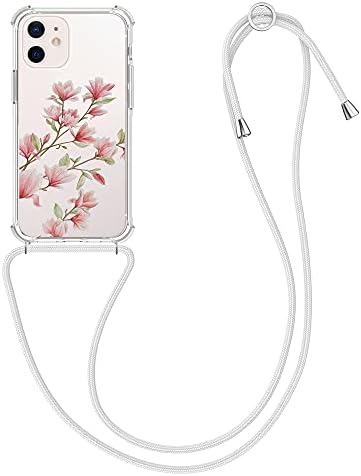 kwmobile Kors Esetben Kompatibilis Apple iPhone Mini Case 12 Szíj - Magnóliák Rózsaszín/Fehér/Átlátszó