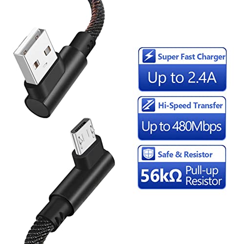 Micro USB Android Kábel, KSun.Y Jobbra Ferde Gyors Töltés Kábel 90 Fokos Micro USB 2.0 Csatlakozó Zsinór Kompatibilis