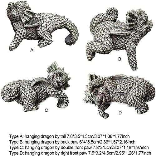 YHGFGF - 4DB Gyanta Dinoszauruszok Figurák Lógnak Kupa Modell, Aranyos Kertben Sárkány Tartozékok Műgyanta Szobor, a