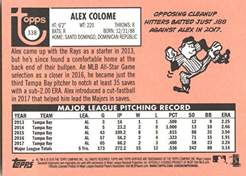 2018 Topps Örökség 338 Alex Colome Tampa Bay Rays Baseball Kártya