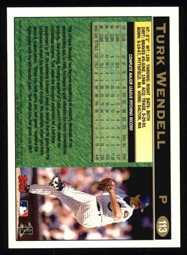 1997 Topps 113 Török Wendell Chicago Cubs (Baseball Kártya) NM/MT Cubs