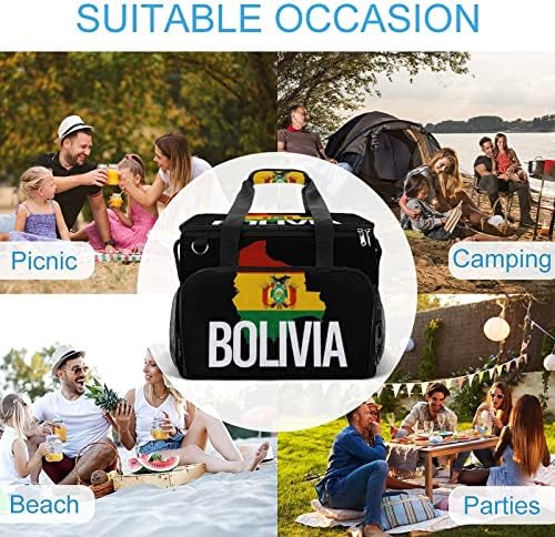 Bolívia Térkép, Zászló, Hűtő Box Szivárgásmentes, Szigetelt Tote Hordozható Hűtő Ebéd válltáska Piknik Strand Munka