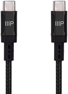 Monoprice USB-C-USB-C 2.0 Kábel - 6 Láb - Vörös | Gyors Töltés, Nagy Sebességű, Akár 3A/60W, C Típusú, Kompatibilis