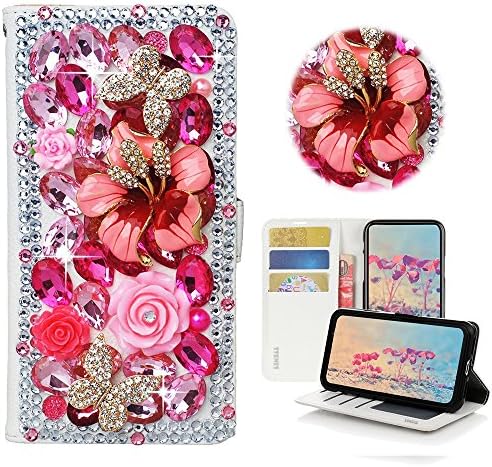 STENES Bling Tárca Telefon Esetében Kompatibilis Sony Xperia 5 II Ügy - Stílusos - 3D Kézzel készített Virágok, Virágos