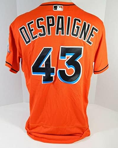 Miami Marlins Odrisamer Despaigne 43 Játékban Használt Narancssárga Mez DP13674 - Játék Használt MLB Mezek