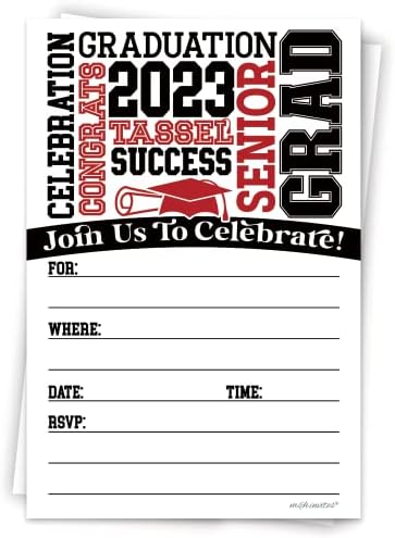 Vörös 2023 Ballagási Meghívókat A Borítékok (20 Szám) - Grad Fél Felkéri A középiskola, egyetem