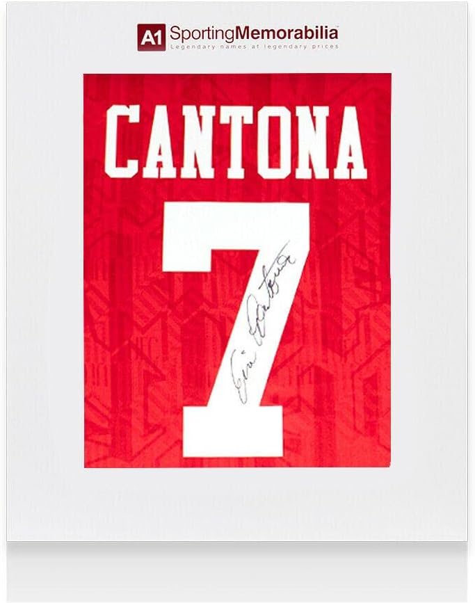 Eric Cantona Aláírt A Manchester United Póló - 1994, Otthon, Szám 7 - Díszdobozban - Dedikált Foci Mezek