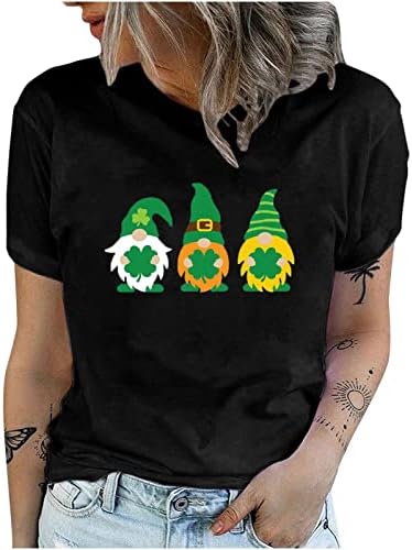 Három Aranyos Gnome Rövid Ujjú Póló Női Szilárd Klasszikus Ellátott Pólót Szent Patrik Nap Póló Felső Tini Lány