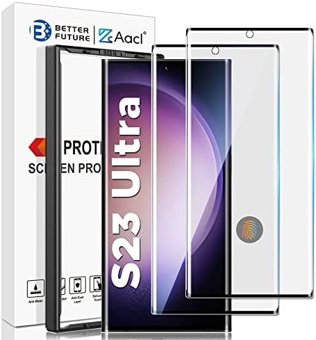 AACL Samsung Galaxy S23 Ultra Screen Protector Edzett Üveg, 3D Hajlított Üveg S23 Ultra 5G,6.8 Hüvelykes [Ujjlenyomat