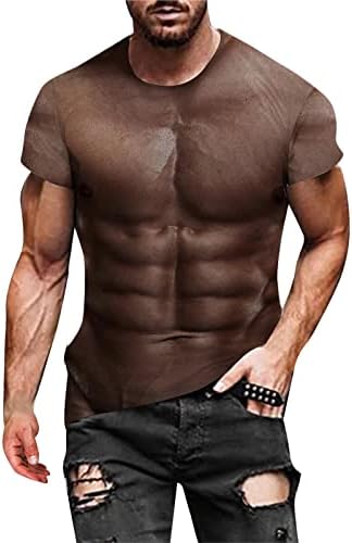 XXBR Katona Rövid Ujjú T-shirt Mens, 3D Izom Nyomtatott Atlétikai Edzés Fitness Póló Sleeve Alkalmi Tee Maximum Karnevál