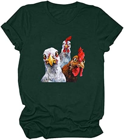 A nők Vicces Kakas Grafikus Póló Aranyos Állat a Nyomtatás Tunika Maximum Blúz Csirke Farm Nyomtatás Rövid Ujjú Alkalmi