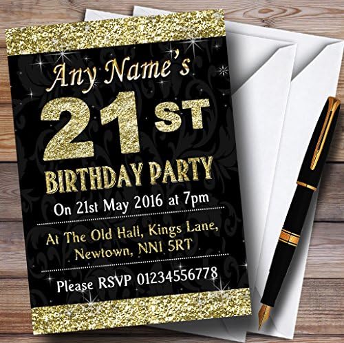 Csillogó Nézd Arany 21. Születésnapi Party Személyre szóló Meghívók