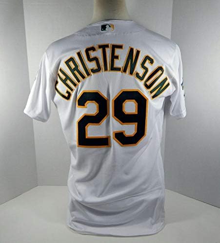 2019 Oakland, Mint Atlétika Ryan Christenson 29 Játék Kiadott Fehér Jersey 150 PS P - Játék Használt MLB Mezek