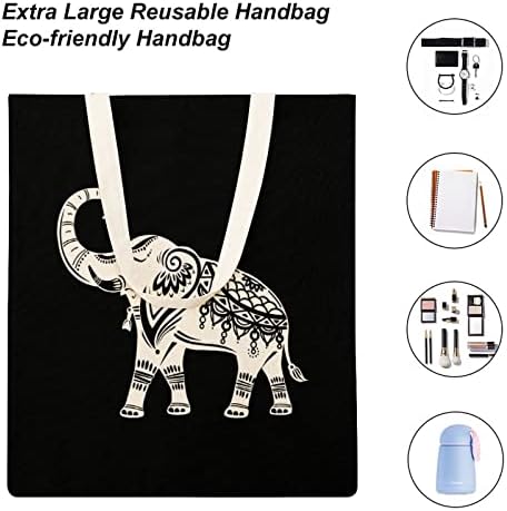 Díszített Elefánt Vászon Táska Újrafelhasználható Bevásárlás Táska válltáska Utazási Iroda