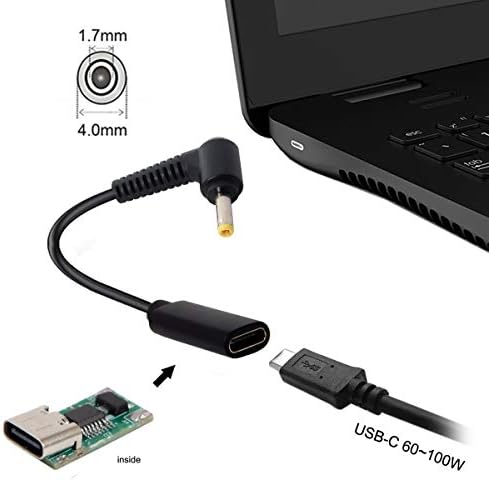 cablecc C Típusú USB-C Női Bemenet DC-4.0x1.7mm Hatalom PD Felelős Kábel alkalmas Laptop 18-20V
