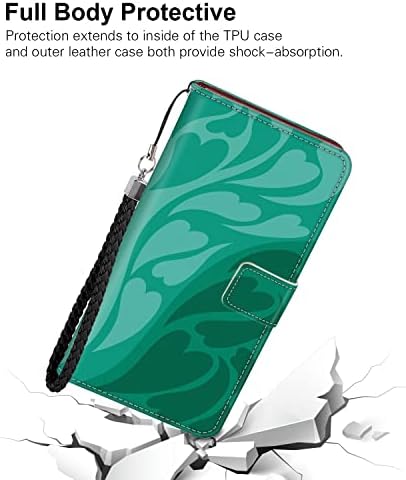 DAFEI Pénztárca tok Samsung Galaxy Plus S8 a Tervező Sötét Zöld Szív Minta PU Bőr Flip Tok ID&hitelkártyák Zsebében