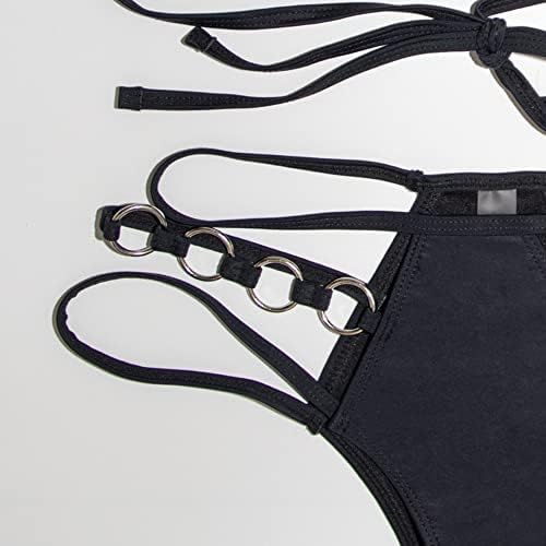 EJsoyo Női Szexi Bikini Fürdőruha String Push up Párnázott fürdőruha 2 Darab Pimasz Fürdőruha Fém Gyűrű
