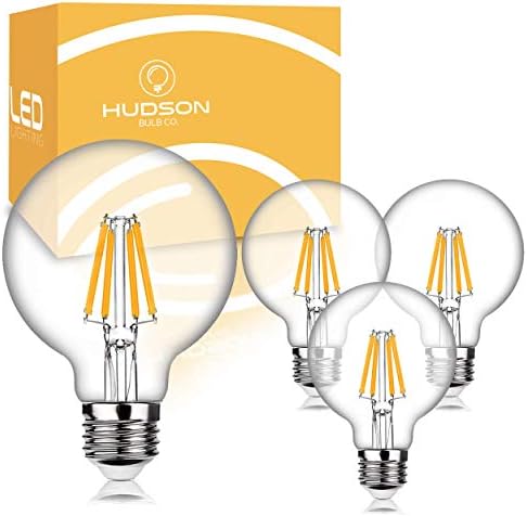 Hudson 6W, Edison LED Izzók G25 Gömb Alakú (4 Doboz) - 3000K, Meleg Fény, Szabályozható Szoba dekoráció Puha, Fehér
