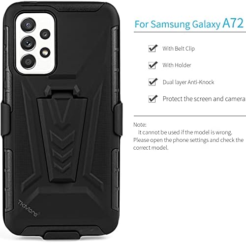 TKMore övcsipesz tok Samsung Galaxy A72 5G mobiltelefon Borító Állvány tartó Anti-Kopp Tok Fekete