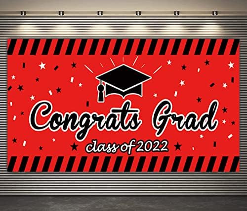 6.6 x 3.3 ft 2022 Érettségi Háttérben Piros 2022 Congrats Grad Banner középiskola Főiskola Érettségi Party Kellékek