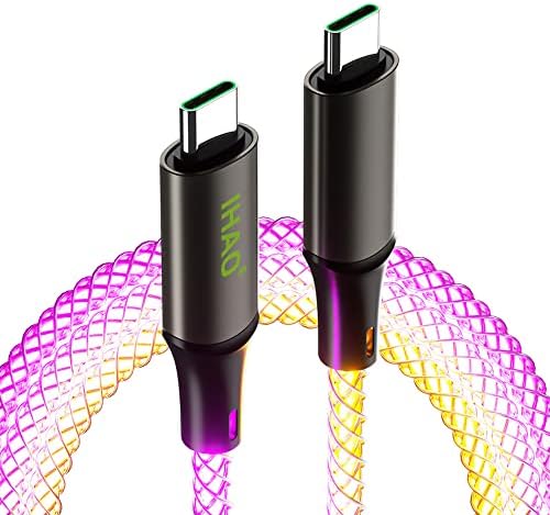 IHAO RGB Színes USB Típus C Típus C PD 66W Gyors Töltő Kábel Telefon Töltő Magas adatátviteli Sebességet Látható Színes